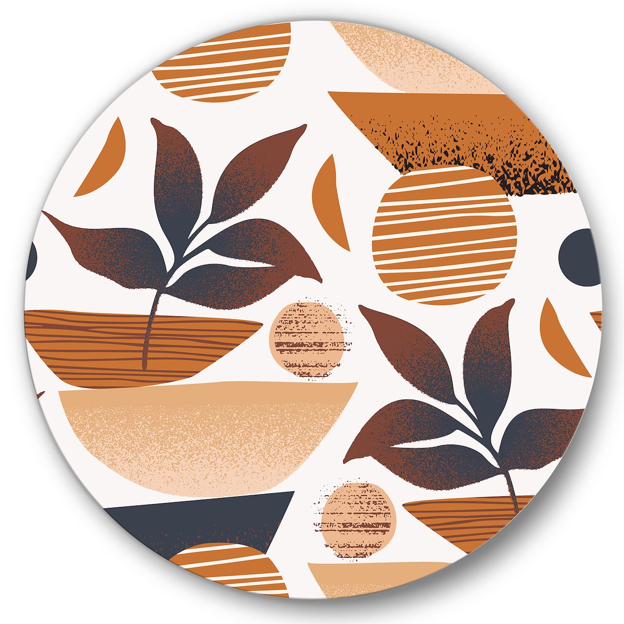 Designart - Tropical Leaf Silhouettes and Shapes I - Modern Metal Circle Wall Art